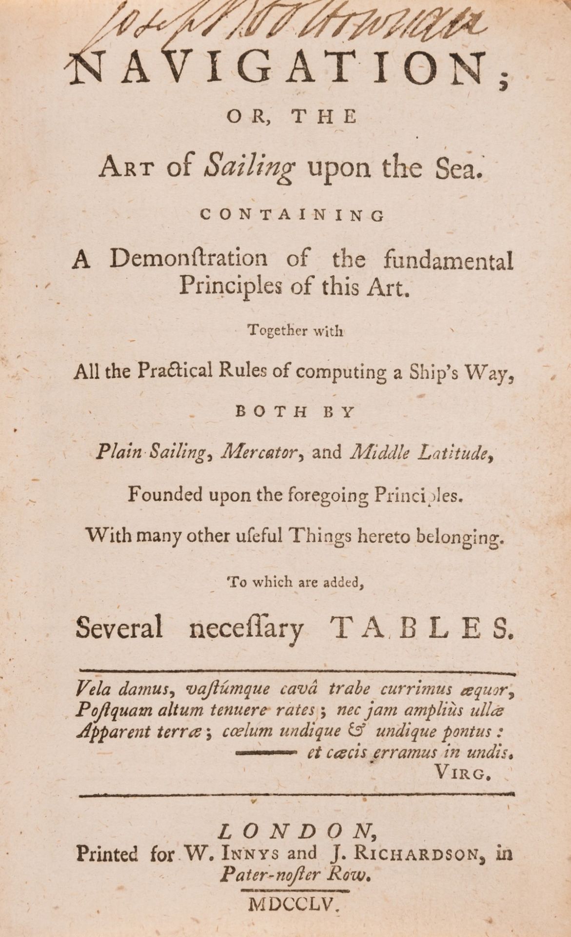 Maritime.- Emerson (William) Navigation; or, the Art of Sailing upon the Sea, first edition, 1755.