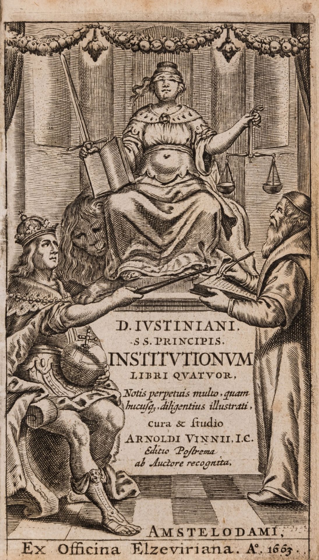 Law.- Justinian I (Emperor) Institutionum sive elementorum libri quatuor, edited by Arnoldus …