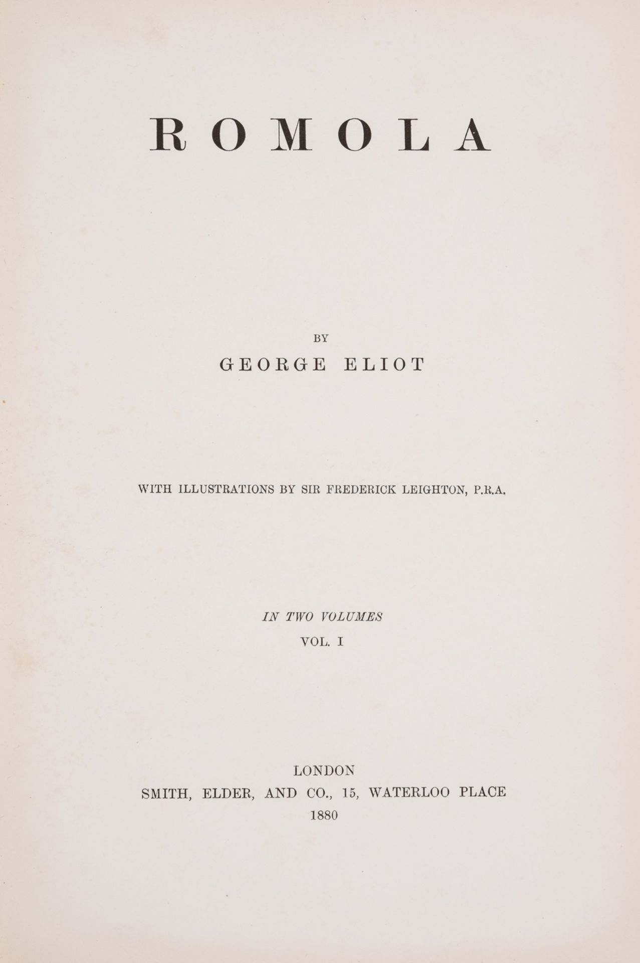 [Evans (Marian)], "George Eliot". Romola, 2 vol., one of 1000 copies, ALs from the illustrator, …