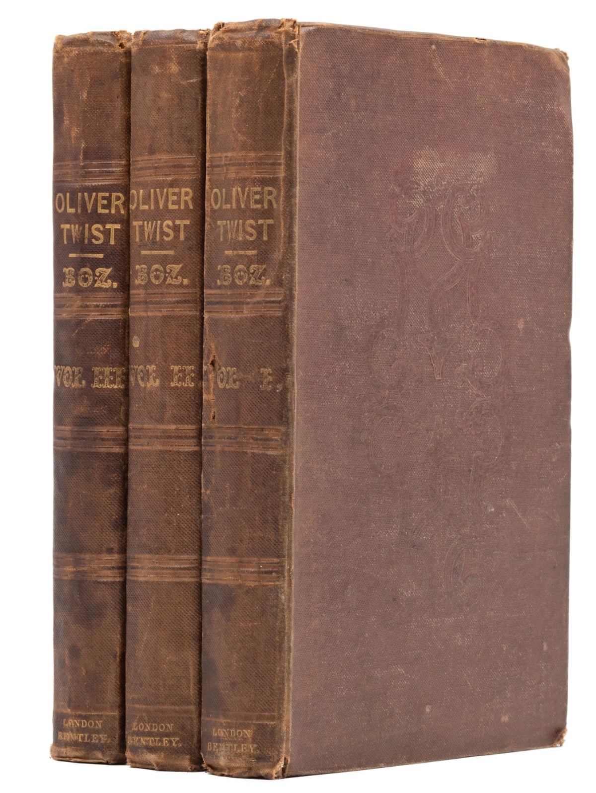 [Dickens (Charles)], "Boz". Oliver Twist; or, The Parish Boy's Progress, 3 vol., first edition, …