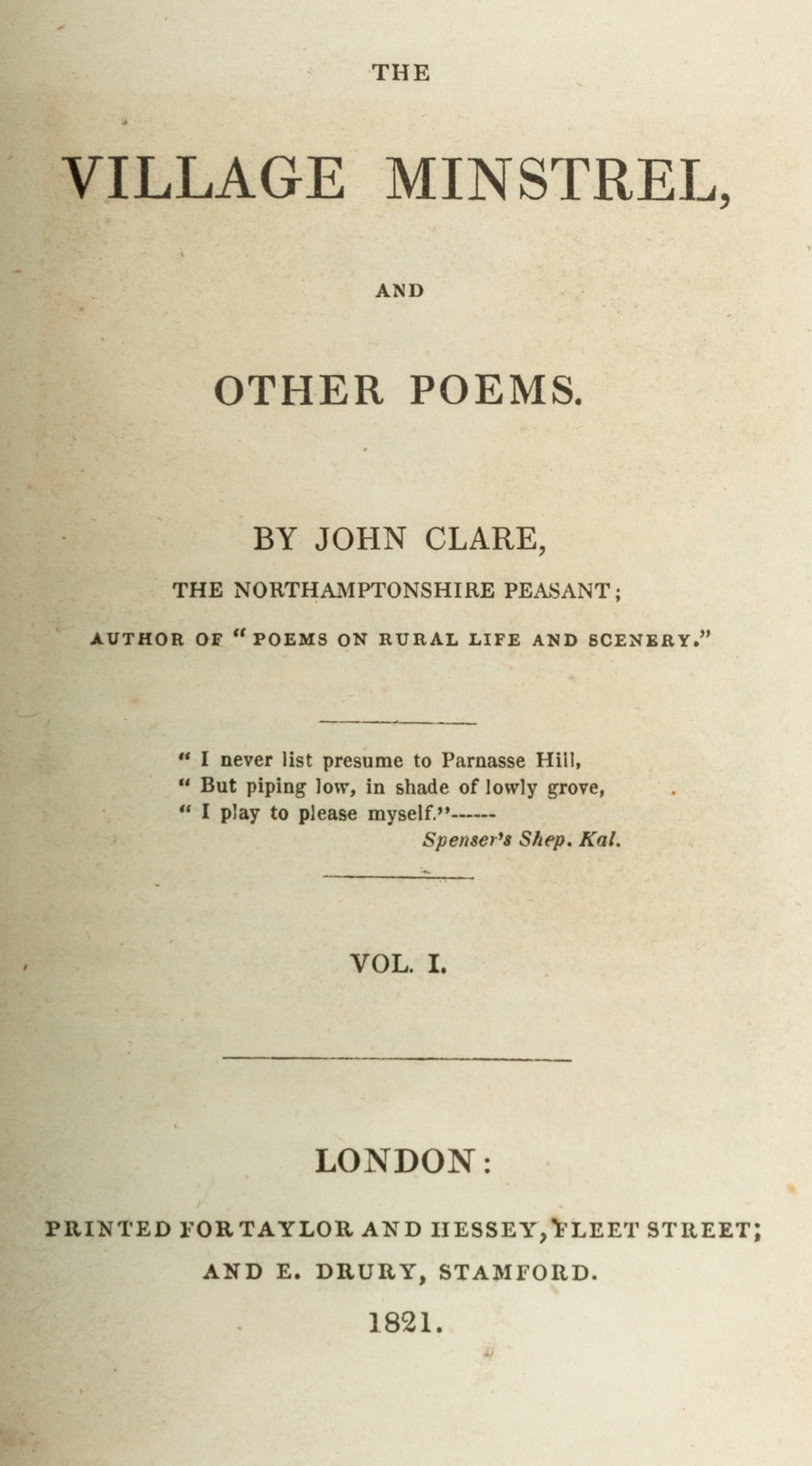 Clare (John) The Village Minstrel, and Other Poems, 2 vol., first edition, 1821. - Image 2 of 2