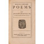 Marvell (Andrew) Miscellaneous Poems, first edition, for Robert Boulter, 1681.