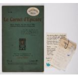 David (Elizabeth).- Le Carnet d'Epicure, 8 numbers, Elizabeth David's copies, with a few autograph …