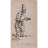 Rembrandt van Rijn (1606-1669) A Peasant in a High Cap, Standing Leaning on a Stick