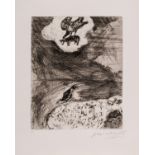 Marc Chagall (1887-1985) Le Corbeau Voulant Imiter l'Aigle pl.23, from Fables de la Fontaine …