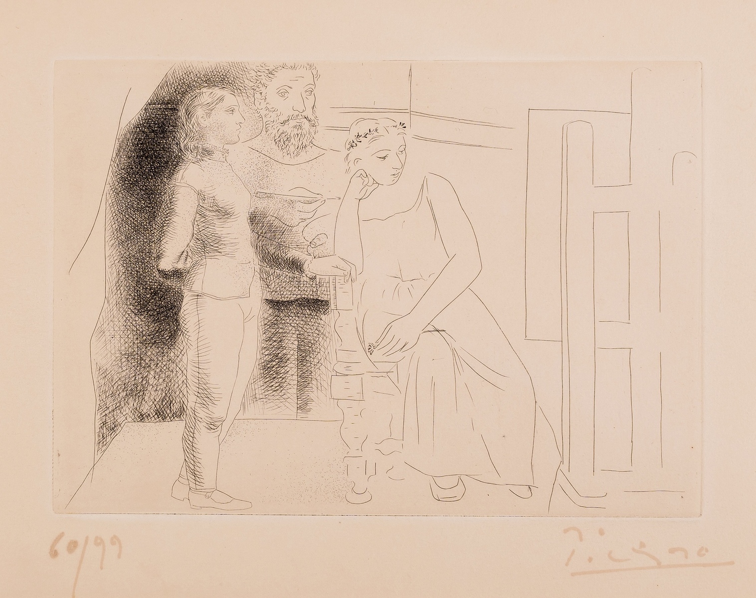 Pablo Picasso (1881-1973) Peintre entre Deux Modèles, from Le Chef-d'Oeuvre Inconnu (Bloch 83; …