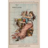 Ireland.- Merry (Tom) Map of Ireland, Geography Bewitched, The false Ireland & the true Erin …