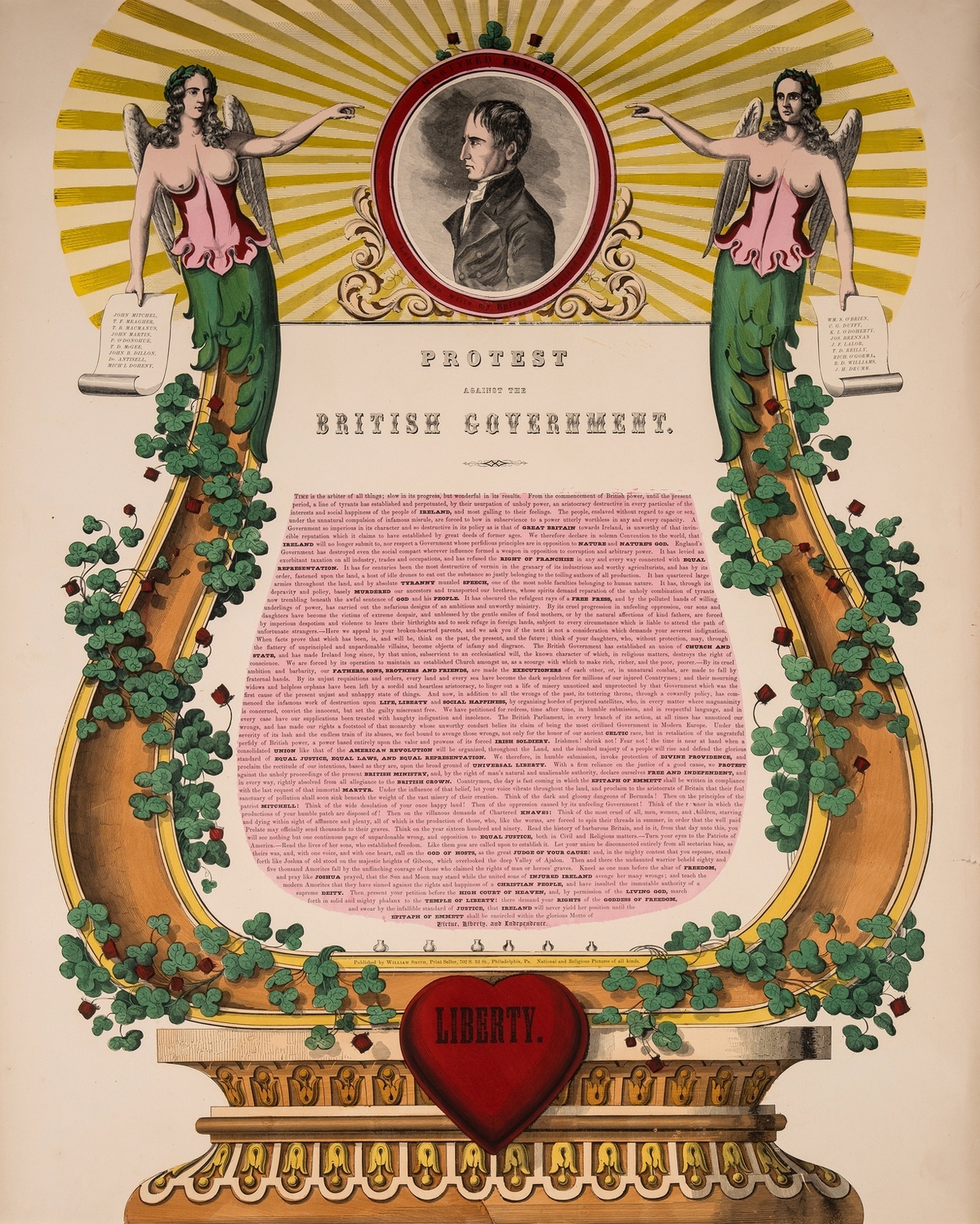 Irish-American Political Broadside.- Smith (William) Protest Against the British Government, …