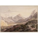 Alps.- Austria.- European School (19th century) Landscape with shepherd, the Finstertaler Stausee …