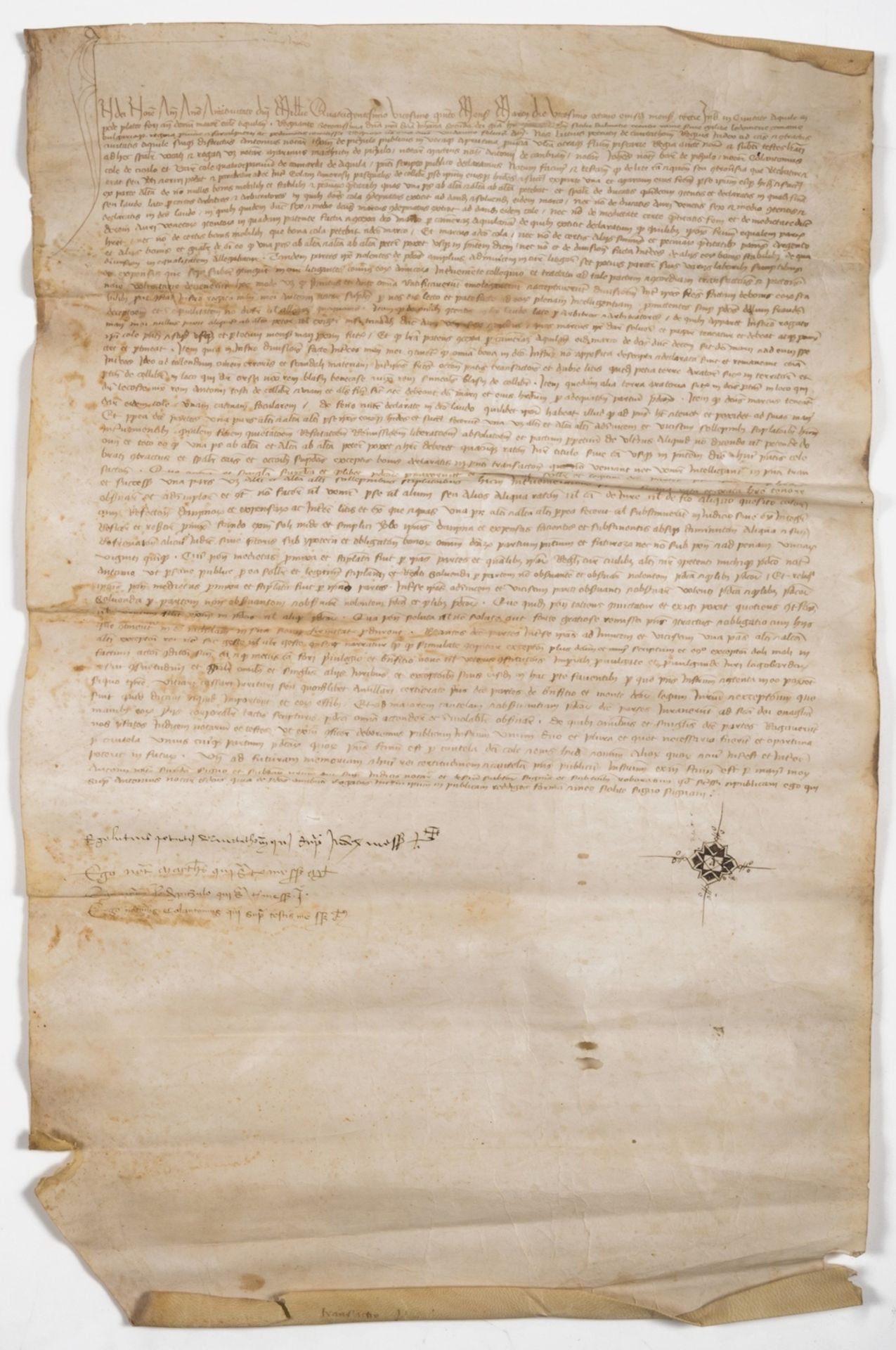 Italy, Abruzzo.- Notarial instrument made in the town of Aquila recording a judgment by Lucius …