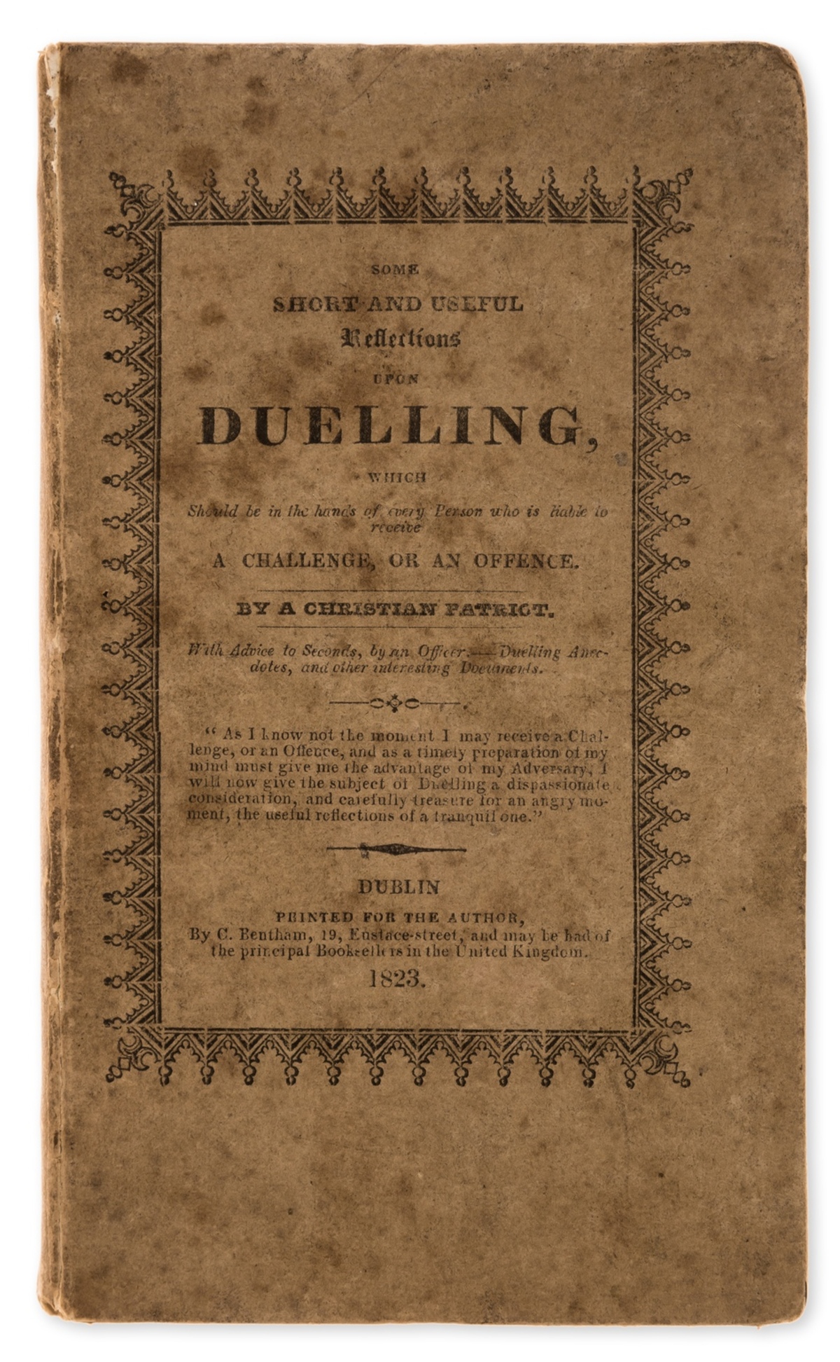 Duelling.- Sharp (Granville) A Tract on Duelling, second edition, presentation copy from the … - Image 2 of 2