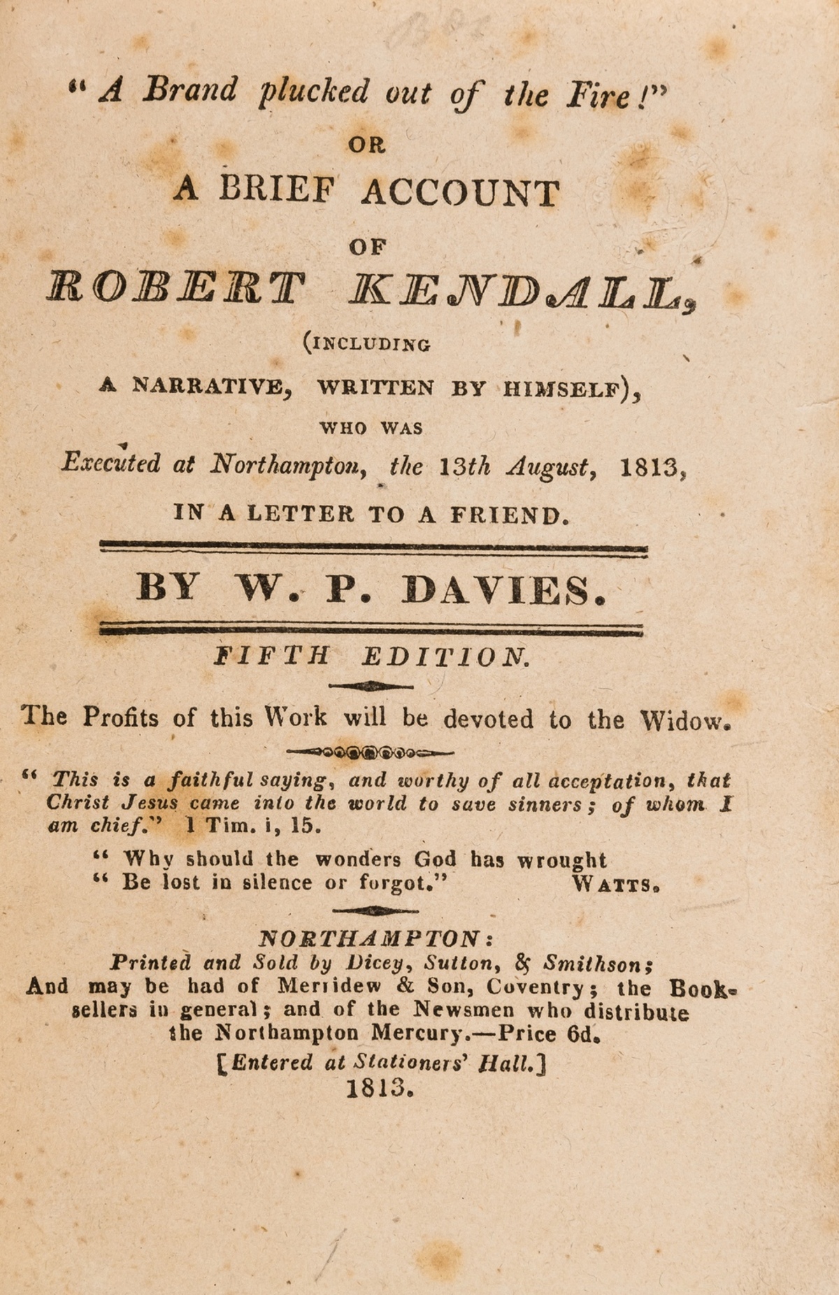 Leeds Mail Coach Robbery.- Davies (W.P.) "A Brand plucked out of the Fire!" or A Brief Account of …