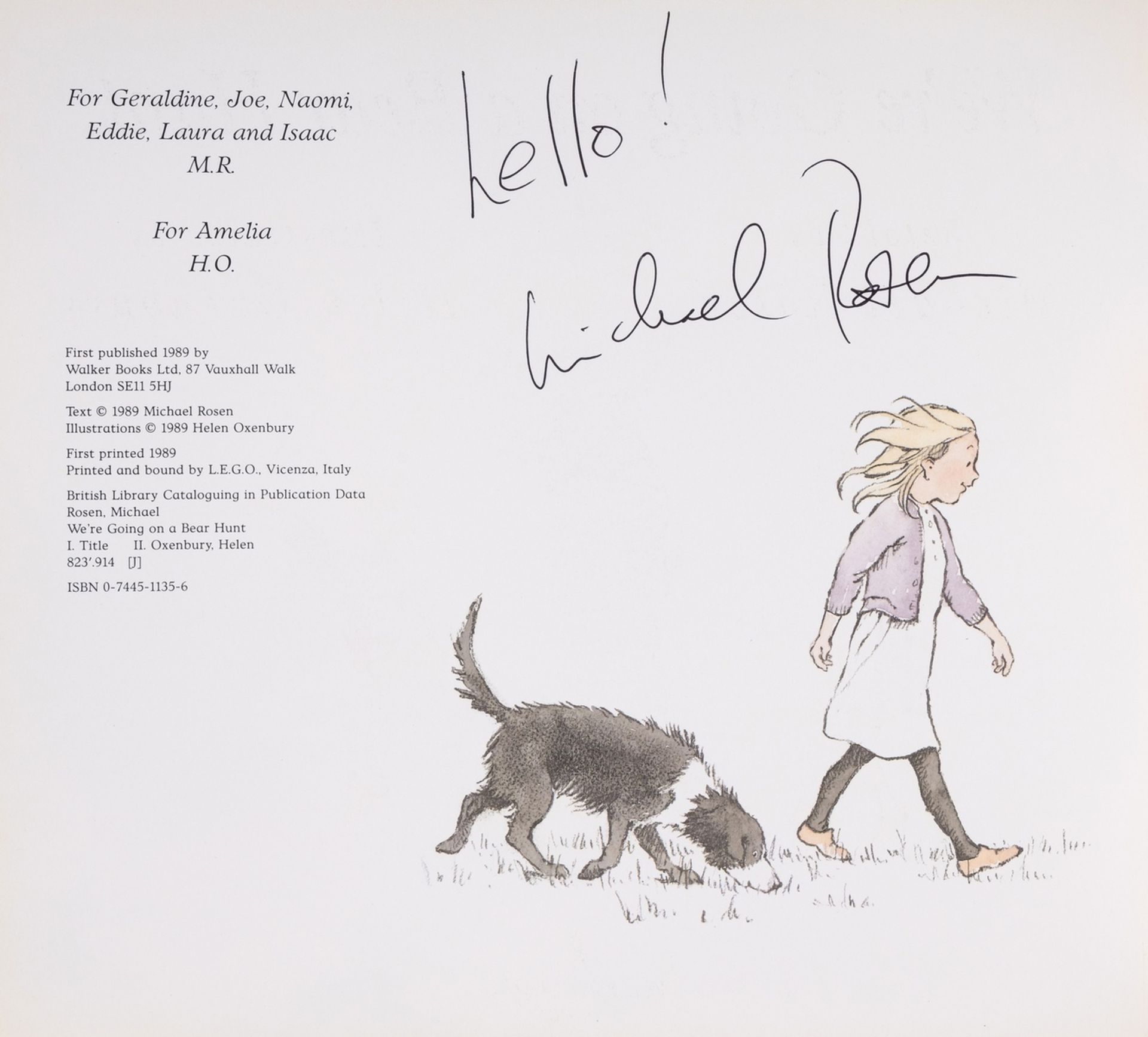 Rosen (Michael) We're Going On a Bear Hunt, first edition, signed by the author "hello!", 1989. - Bild 2 aus 2