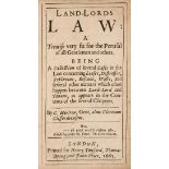 Law.- Meriton (George) Land-Lords Law: A Treatise very fit for the Perusal of all Gentlemen and …