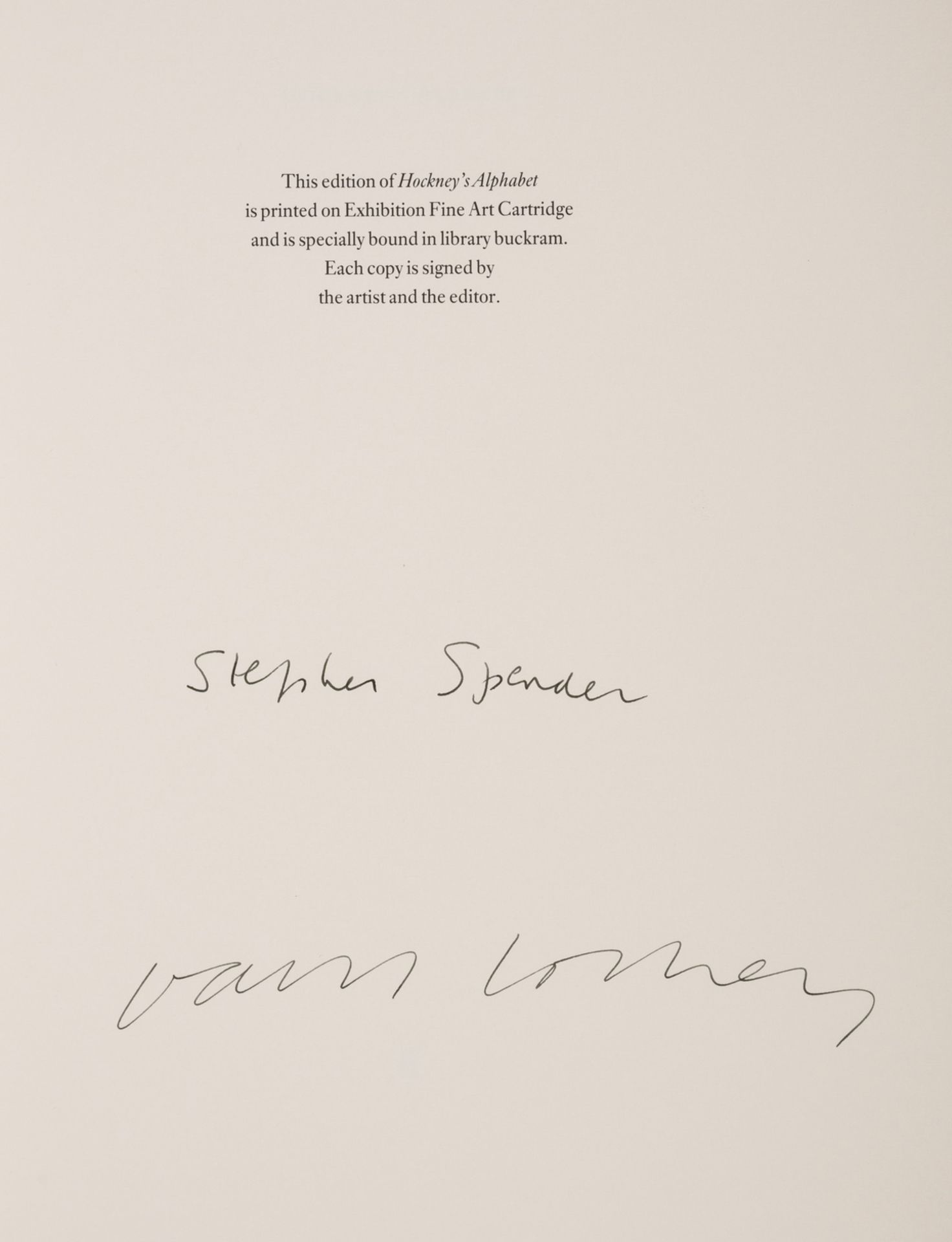 Hockney (David) & Stephen Spender. Hockney's Alphabet, first edition, signed by artist and author, … - Image 2 of 2