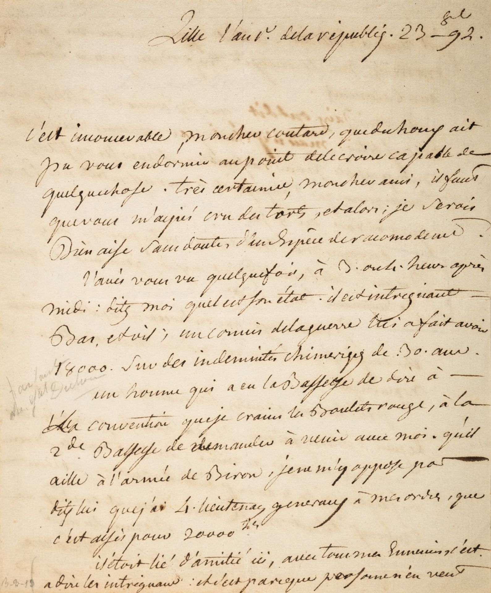 French Revolution.- Louy. Copy letter, in French, 1789, describing events in Paris and the …