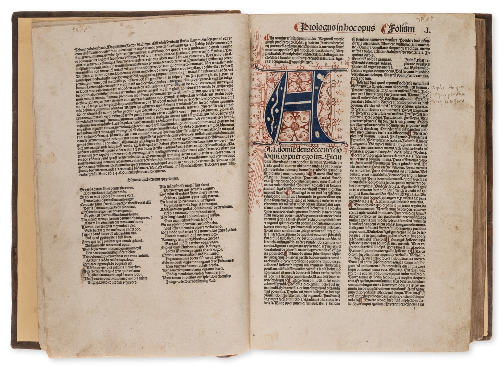 Berchorius (Petrus) Repertorium morale, 3 vol., rare at auction, [Nuremberg], Anton Koberger, 1489.
