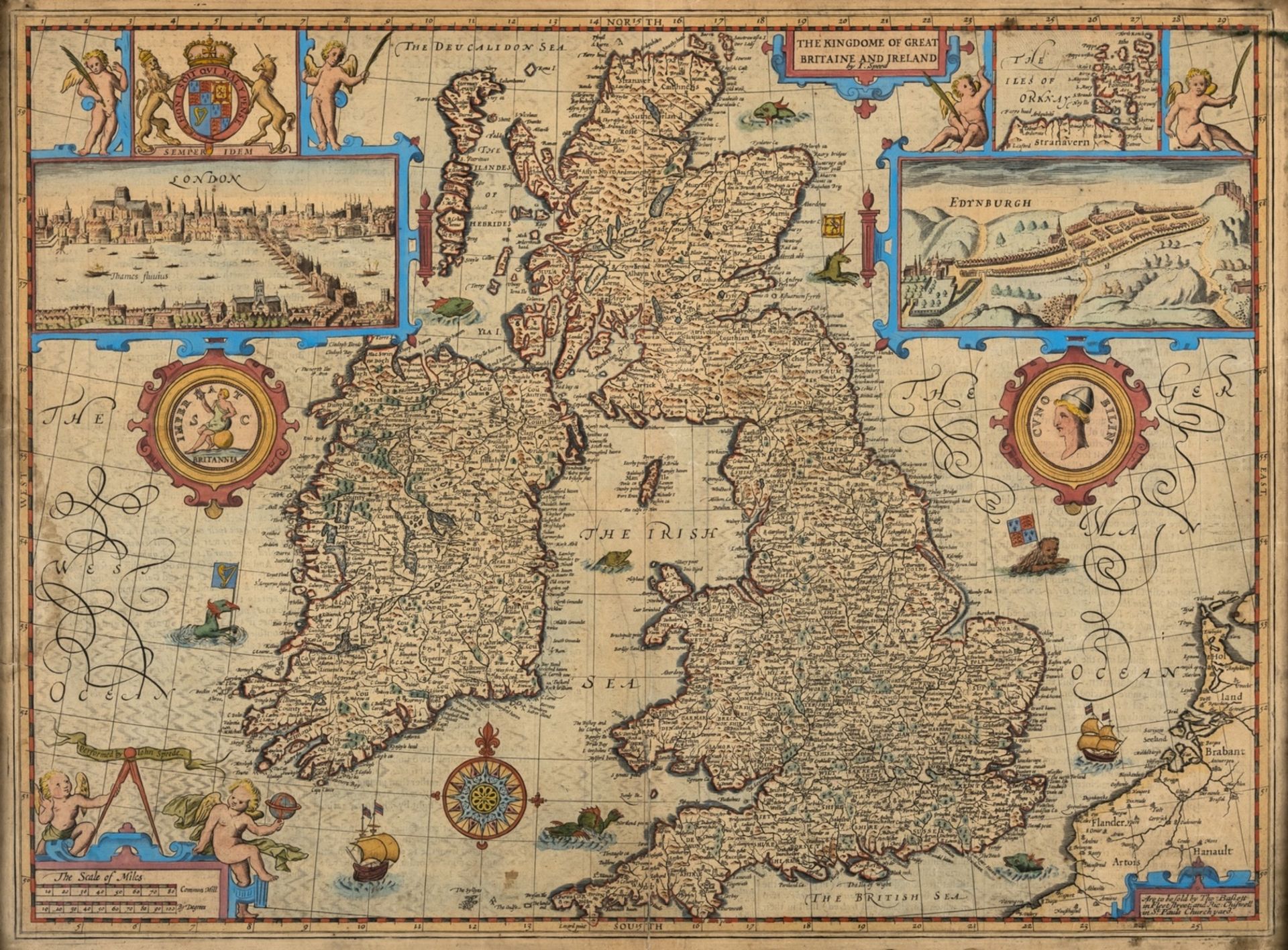 British Isles.- Speed (John) The Kingdome of Great Britaine and Ireland, engraved map with …