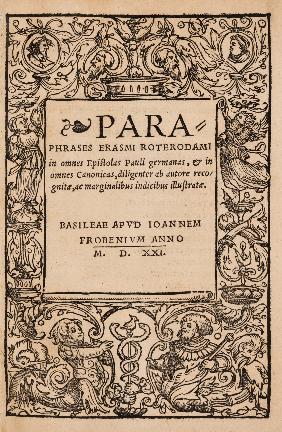Erasmus (Desiderius) Paraphrases..., 3 parts in 1, first edition, in contemporary German wallet …