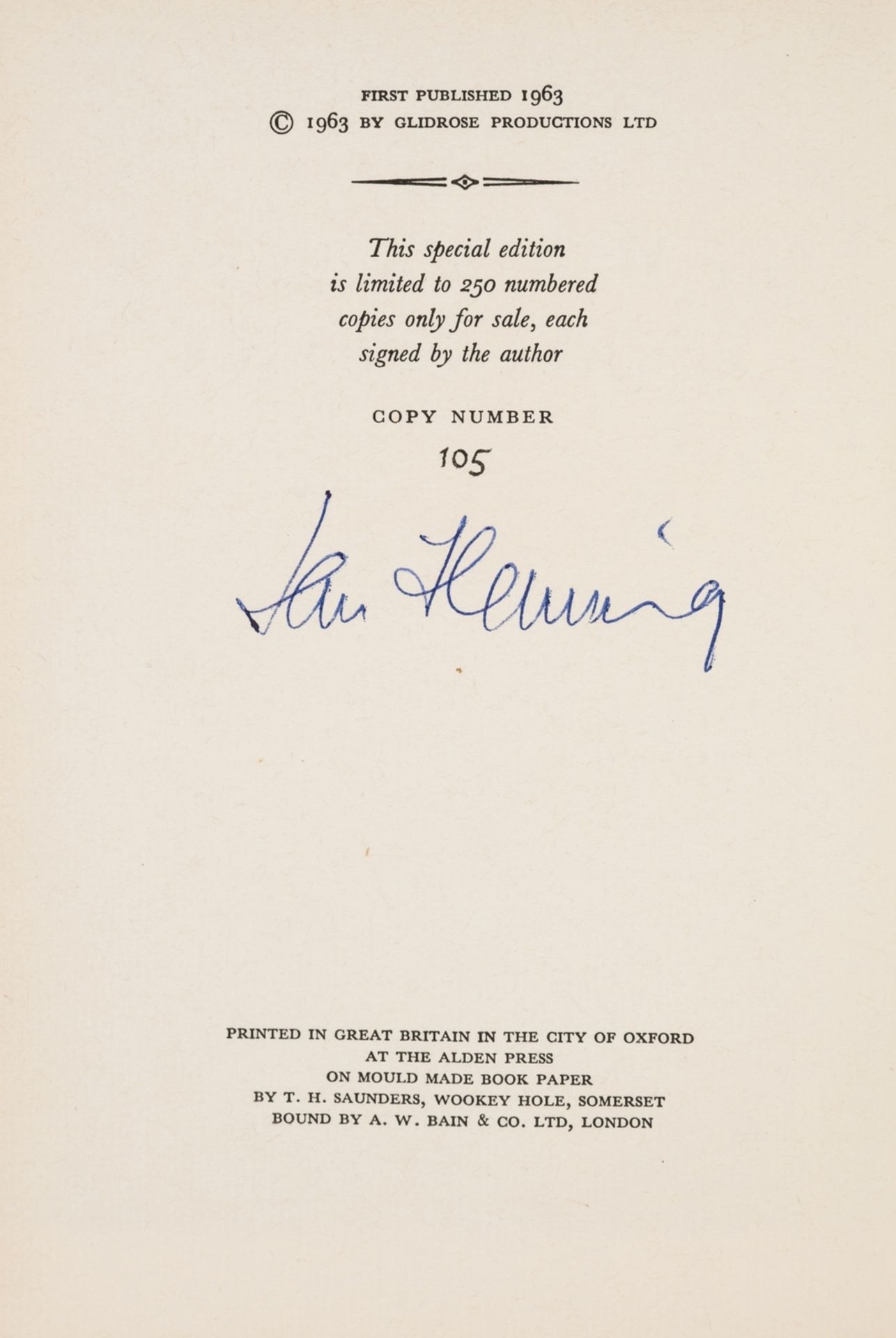 Fleming (Ian) On Her Majesty's Secret Service, number 105 of 250 copies signed by the author, 1963. - Bild 3 aus 3