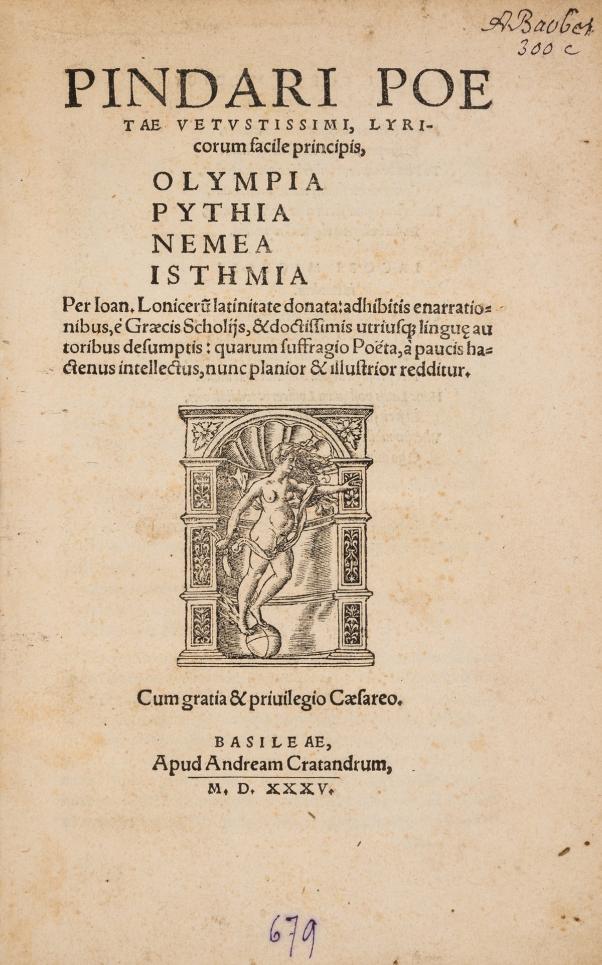 Roman binding.- Pindar. Olympia, Pythia, Nemea, Isthmia, translated by Johannes Lonicer, … - Image 2 of 7