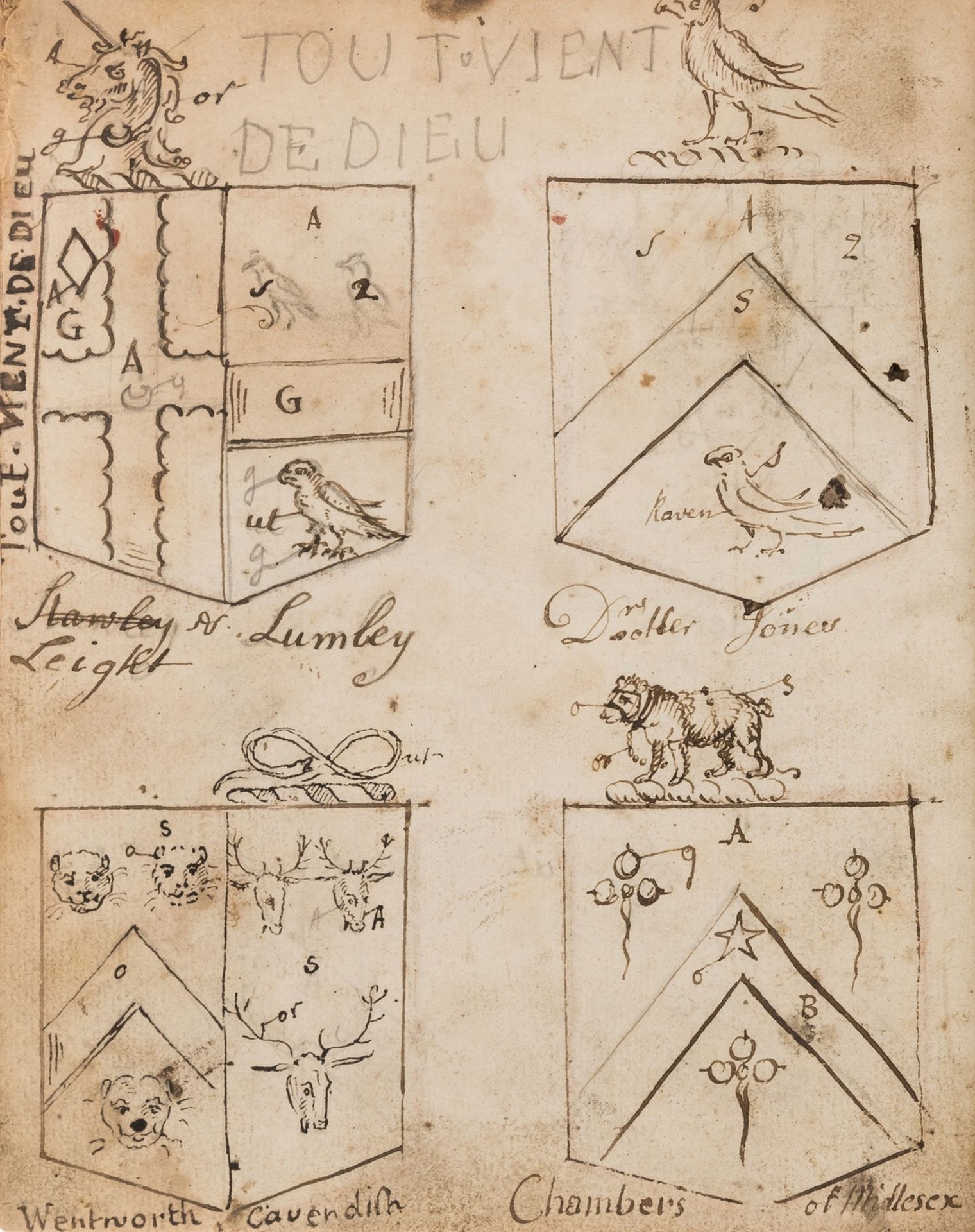 Heraldry.- [Volume of escutcheons and coats of arms], manuscript, c. 1130 escutcheons (shields) … - Bild 2 aus 2