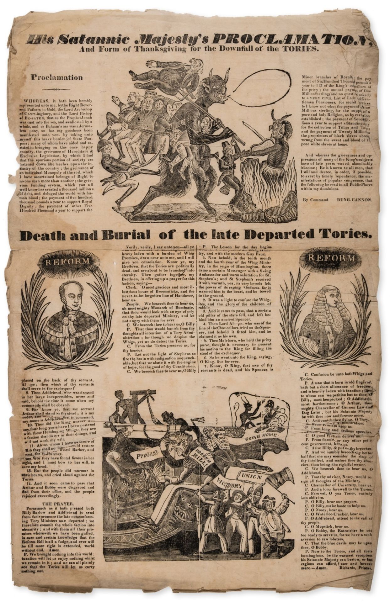 Reform Act of 1832.- Satirical broadside.- Richards (Printer, active 1830s) His Satanic Majesty's …