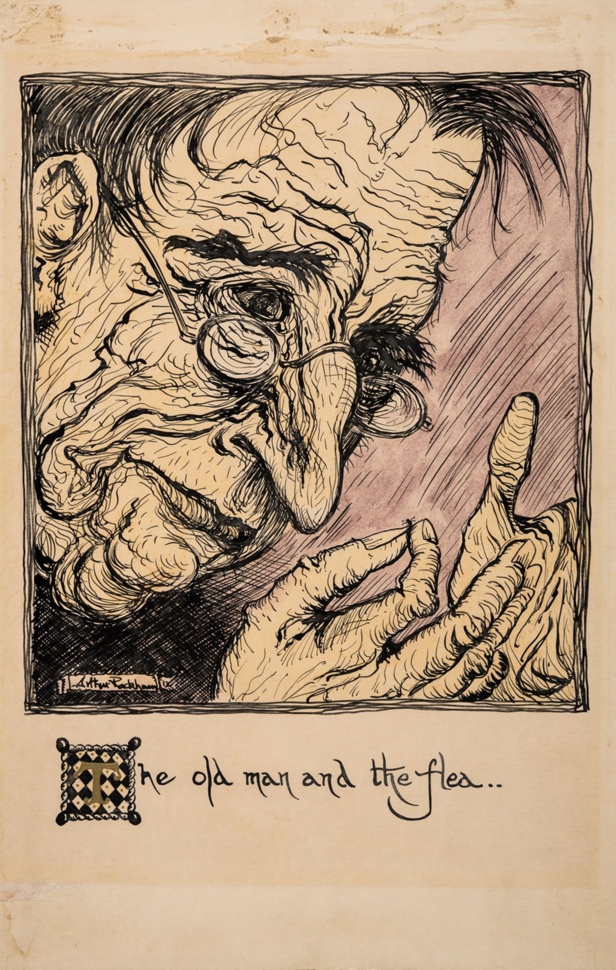 Rackham (Arthur), Attributed to. "The old man and the flea...", from Aesop's Fables, original …