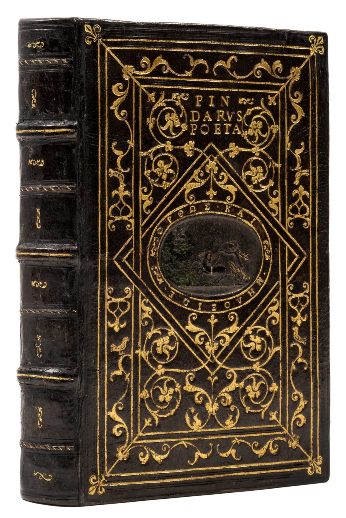 Roman binding.- Pindar. Olympia, Pythia, Nemea, Isthmia, translated by Johannes Lonicer, …