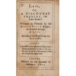 Law.- Finch (Sir Henry) Law, or, A Discourse thereof, in foure Bookes, first edition in English, …