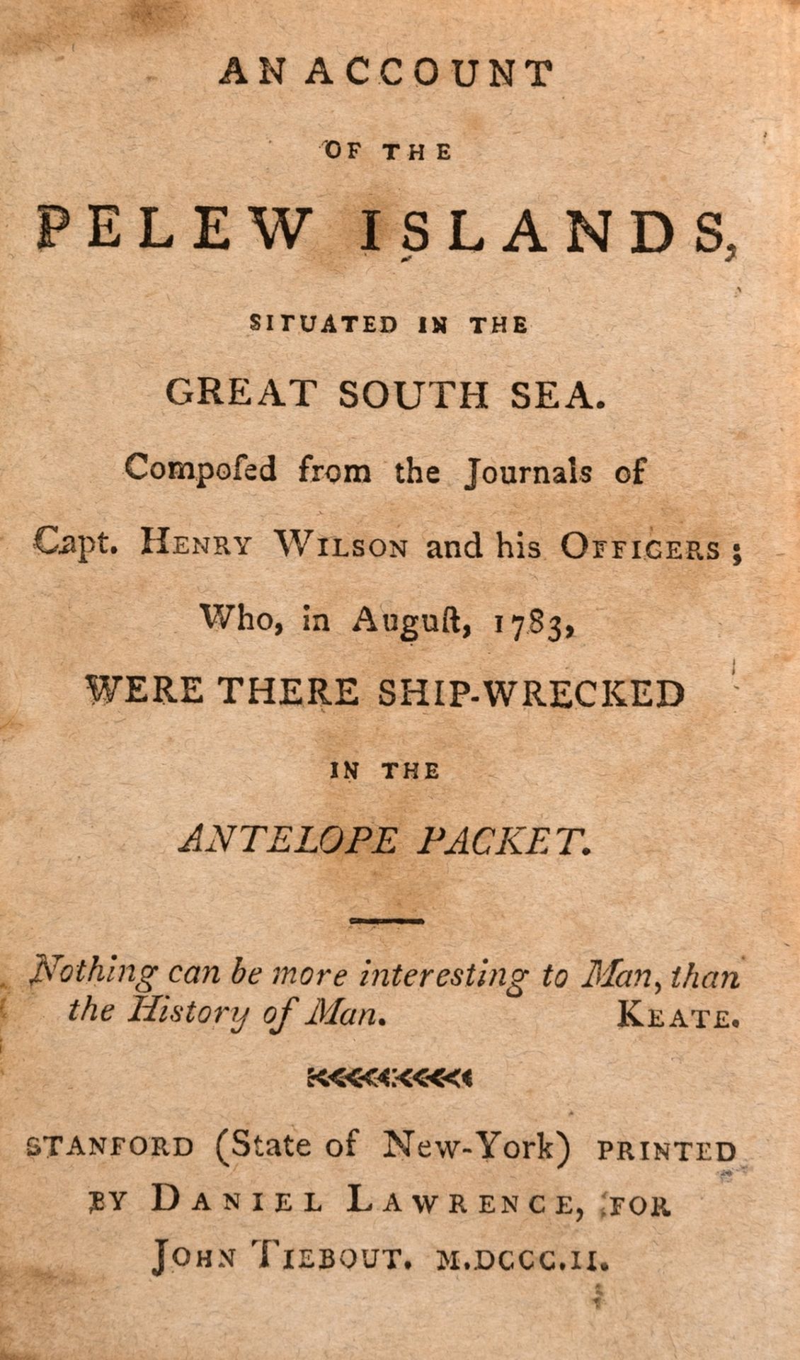 Pacific.- [Keate (George)] An Account of the Pelew Islands...Composed from the Journals of Capt. …