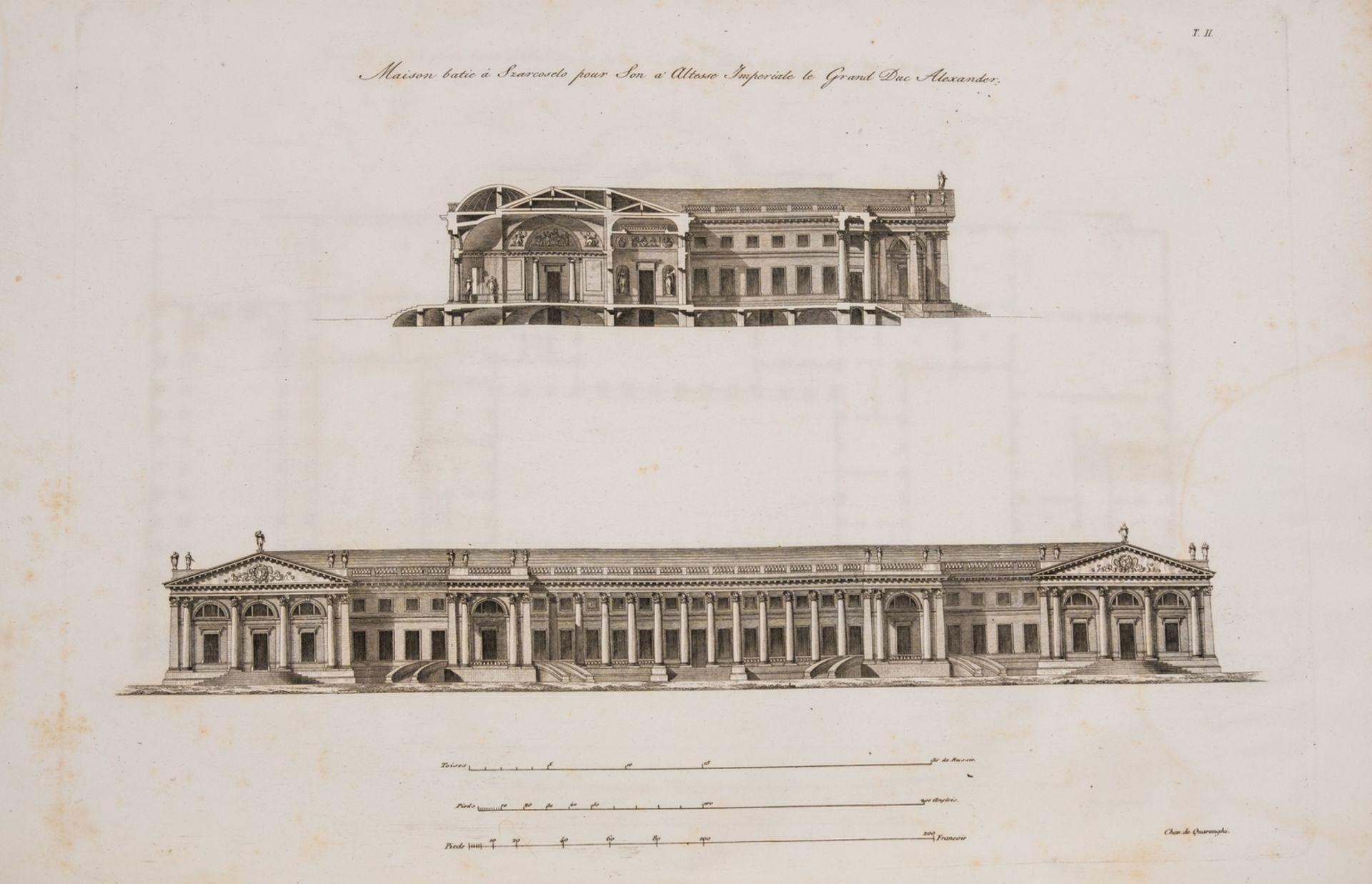 Quarenghi (Giacomo) Fabbriche e Disegni, 2 parts bound as 1 vol., second edition, Mantova, 1845. - Bild 2 aus 2