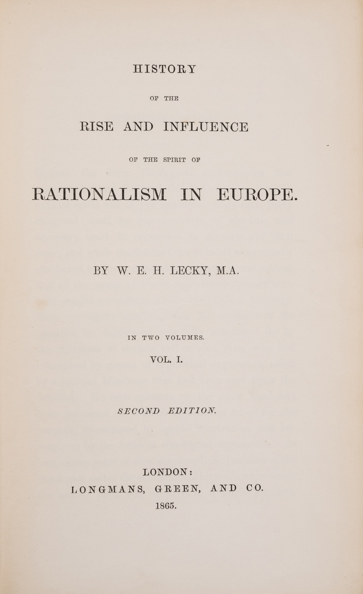 Darwin (Charles).- Lecky (W.E.H.) The Rise and Influence of Rationalism in Europe, 2 vol., second … - Image 2 of 5