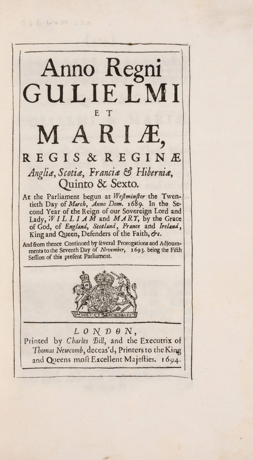 Bank of England.- William & Mary. An Act for Granting...Rates and Duties upon Tunnage of Ships and … - Bild 2 aus 2