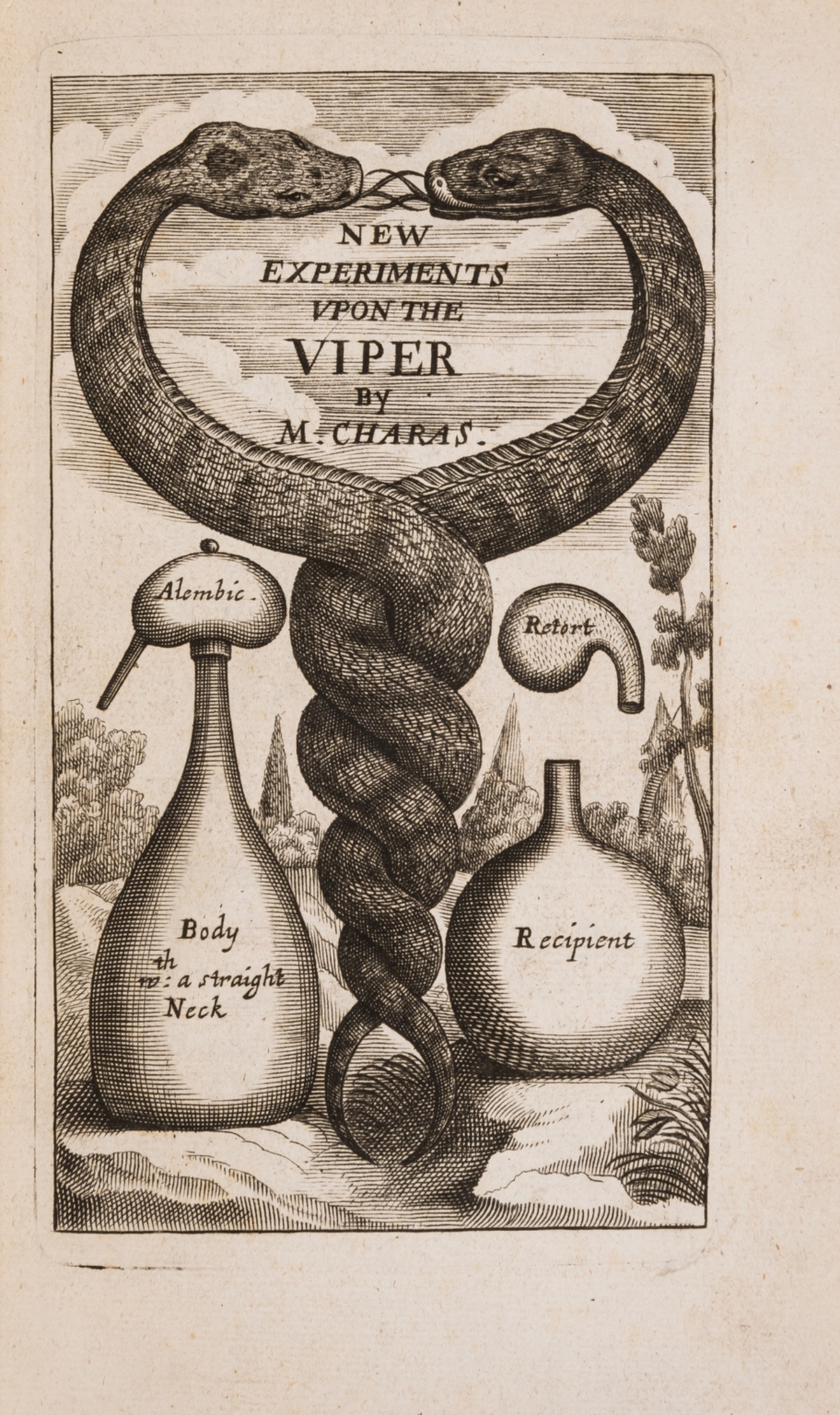 Charas (Moyse) New Experiments upon Vipers, first English edition, by T. N. for J. Martyn, 1670.