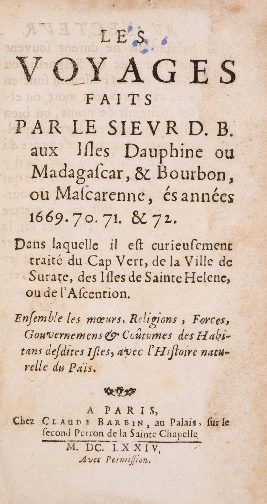 Africa.- Du Bois (Le Sieur) Les Voyages faits...aux Iles Dauphine ou Madagascar, & Bourbon, ou …