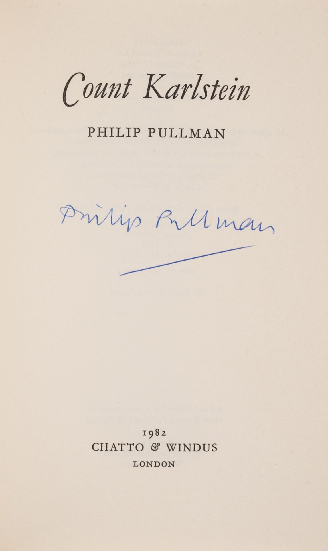 Pullman (Philip) Count Karlstein, first edition, signed by the author, 1982. - Image 2 of 2