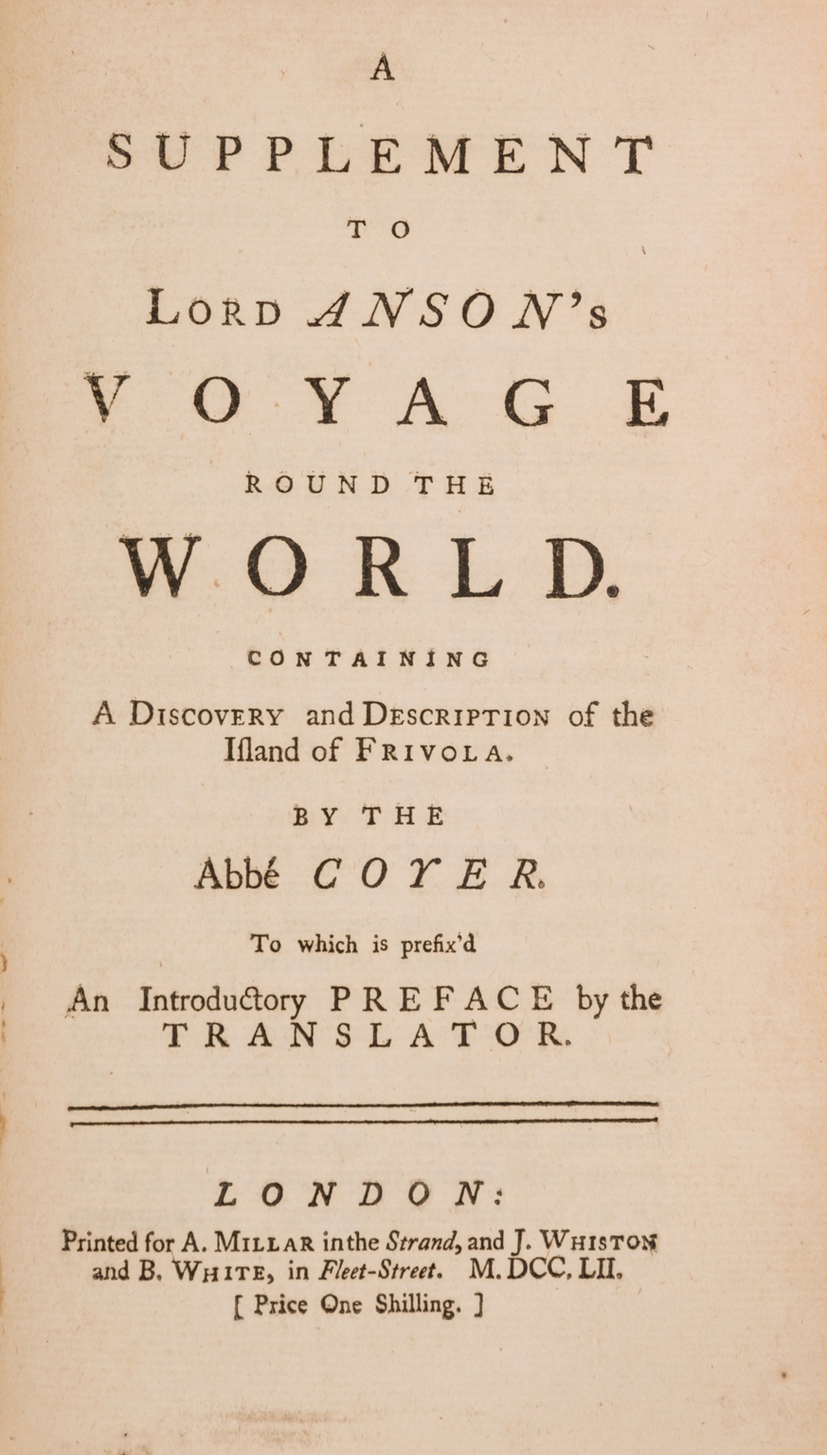 Anson (George).- Coyer (Gabriel Francois) A Supplement to Lord Anson's Voyage Round the World. …