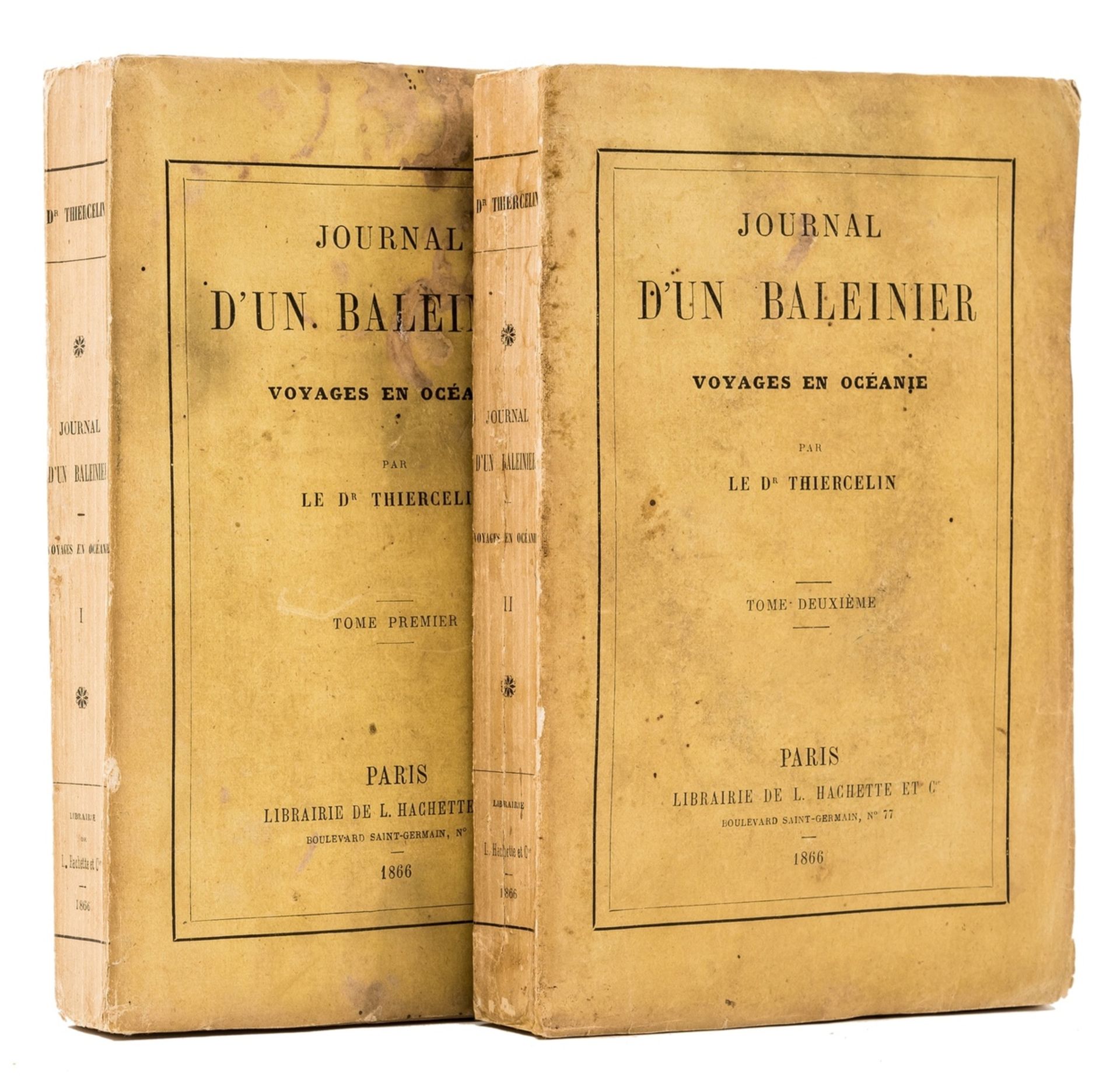 Whaling.- Thiercelin (Louis) Journal d'un Baleinier. Voyages en Océanie, 2 vol., Paris, 1866.