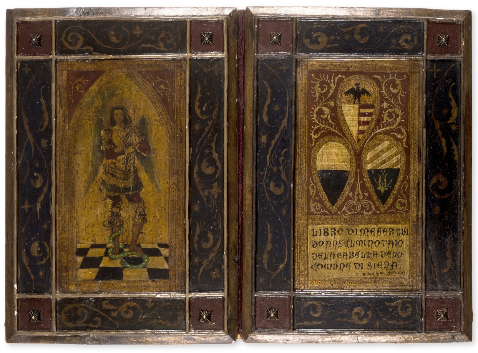 Italian binding.- Joni (Icilio Federico, born c. 1865), Attributed to. Richly gilt panelled wooden …