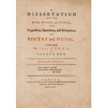 Music.- Brown (John) A Dissertation on the rise, union, and power, the progressions, separations, …