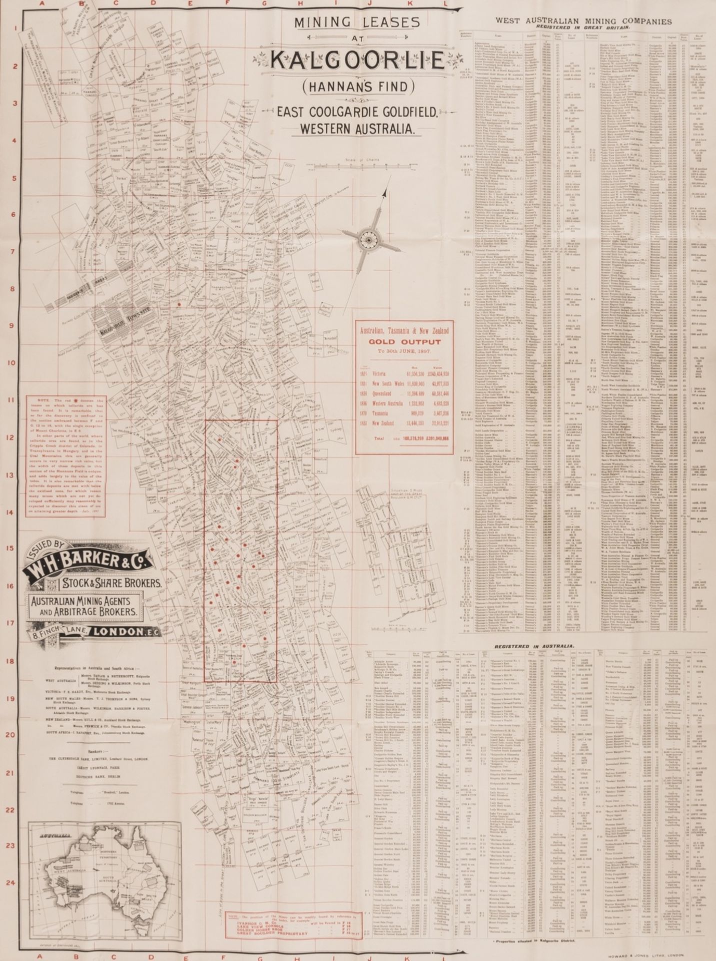 Mining.- Mining Leases. Kalgoorlie (Hannan's Find) East Coolgardie Goldfield Western Australia, …