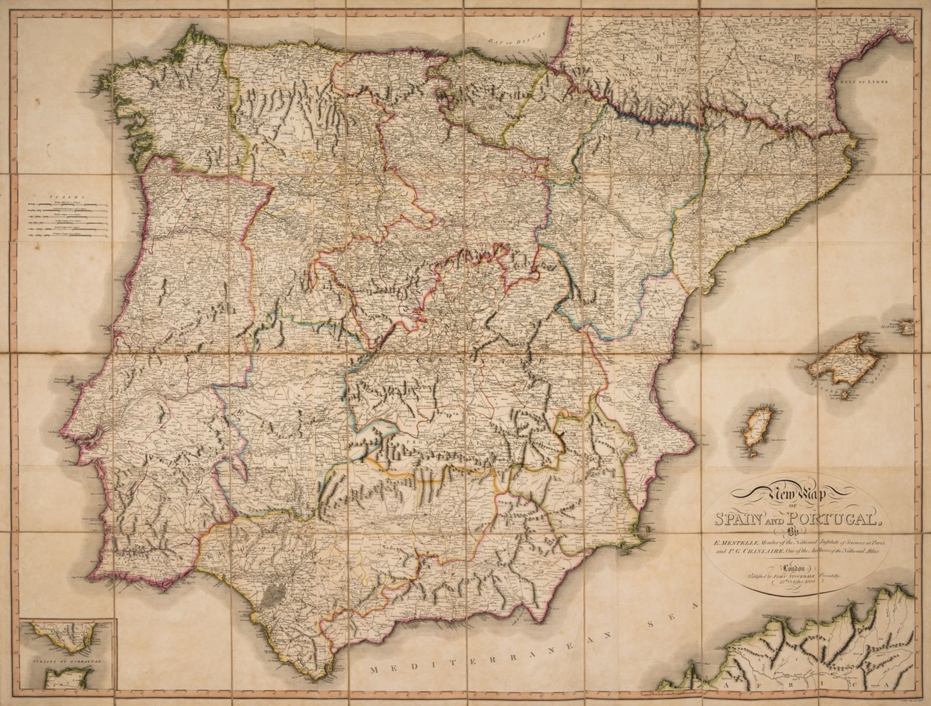 Spain.- Portugal.- Mentelle (Edme) New Map of Spain and Portugal, 1808; together with 3 other …