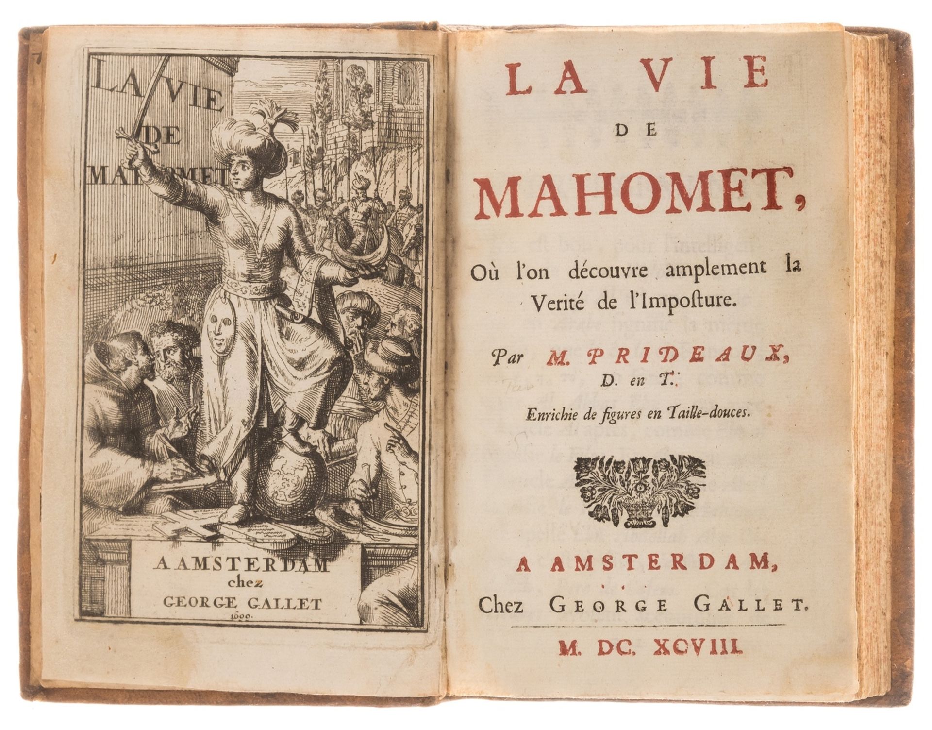 Prideaux (Humphrey) La Vie de Mahomet, first edition in French, 10 fine engraved plates, …