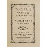 Phaedrus. Fabulae..., printed in very small type, original wrappers, Orleans, Couret de …