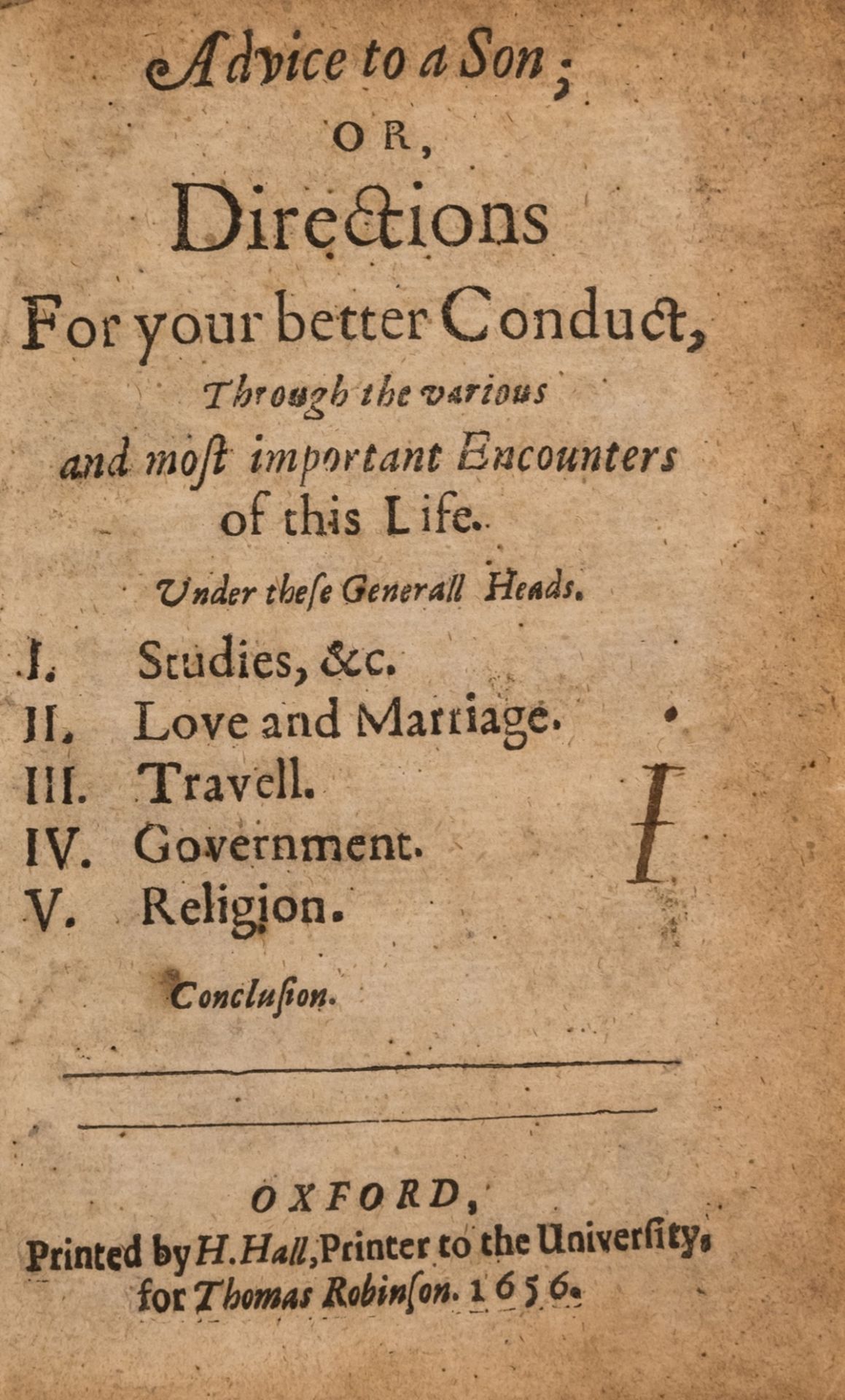 [Osborne (Francis)] Advice to a Son..., third edition, 1656 & others (7)