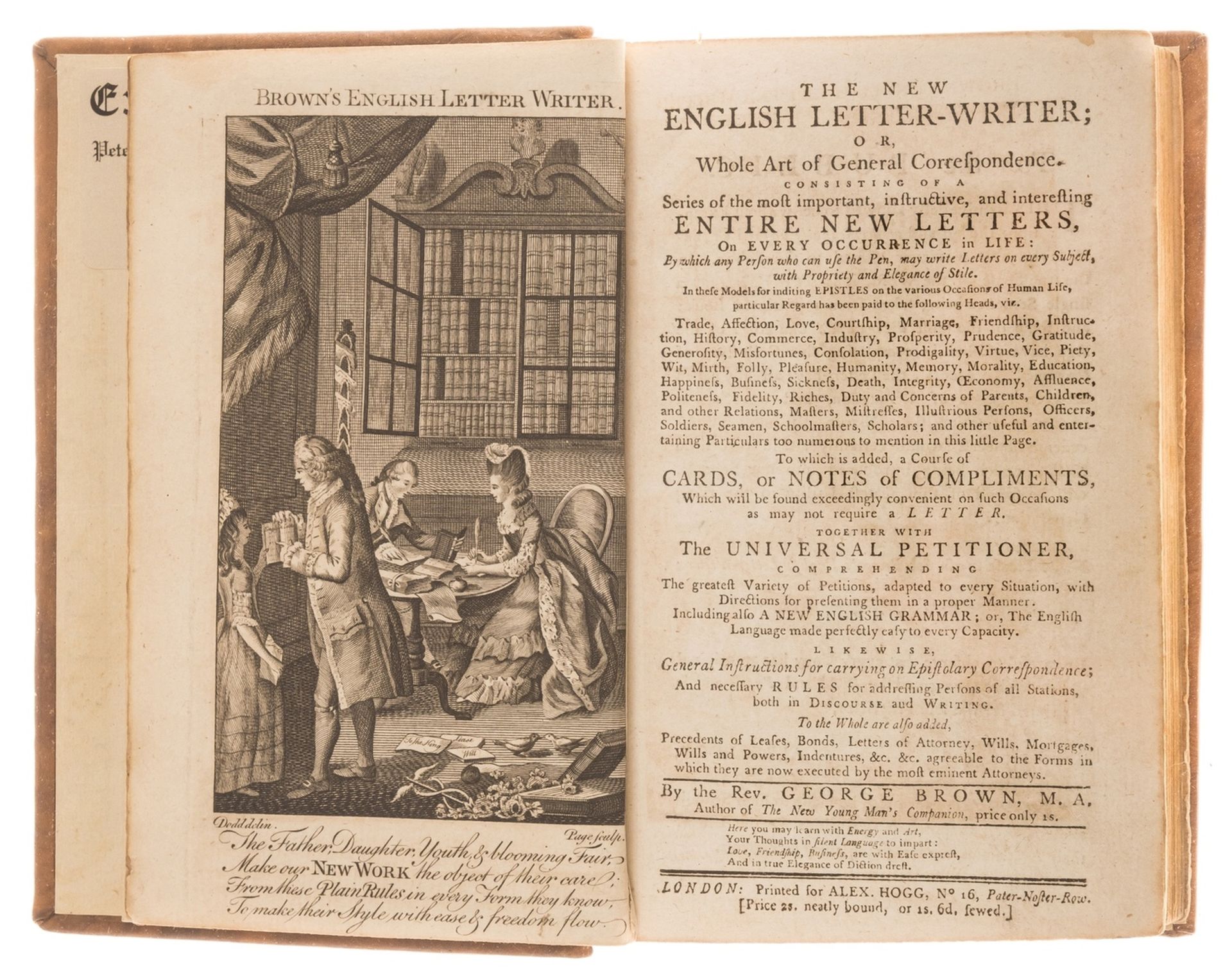 [Brown (Rev. George)] The New English Letter-Writer..., engraved frontispiece, Alex. Hogg, [?1780] …