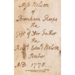 Presentation copy from Nelson's father.- [Common Book of Prayer], [c.1775].