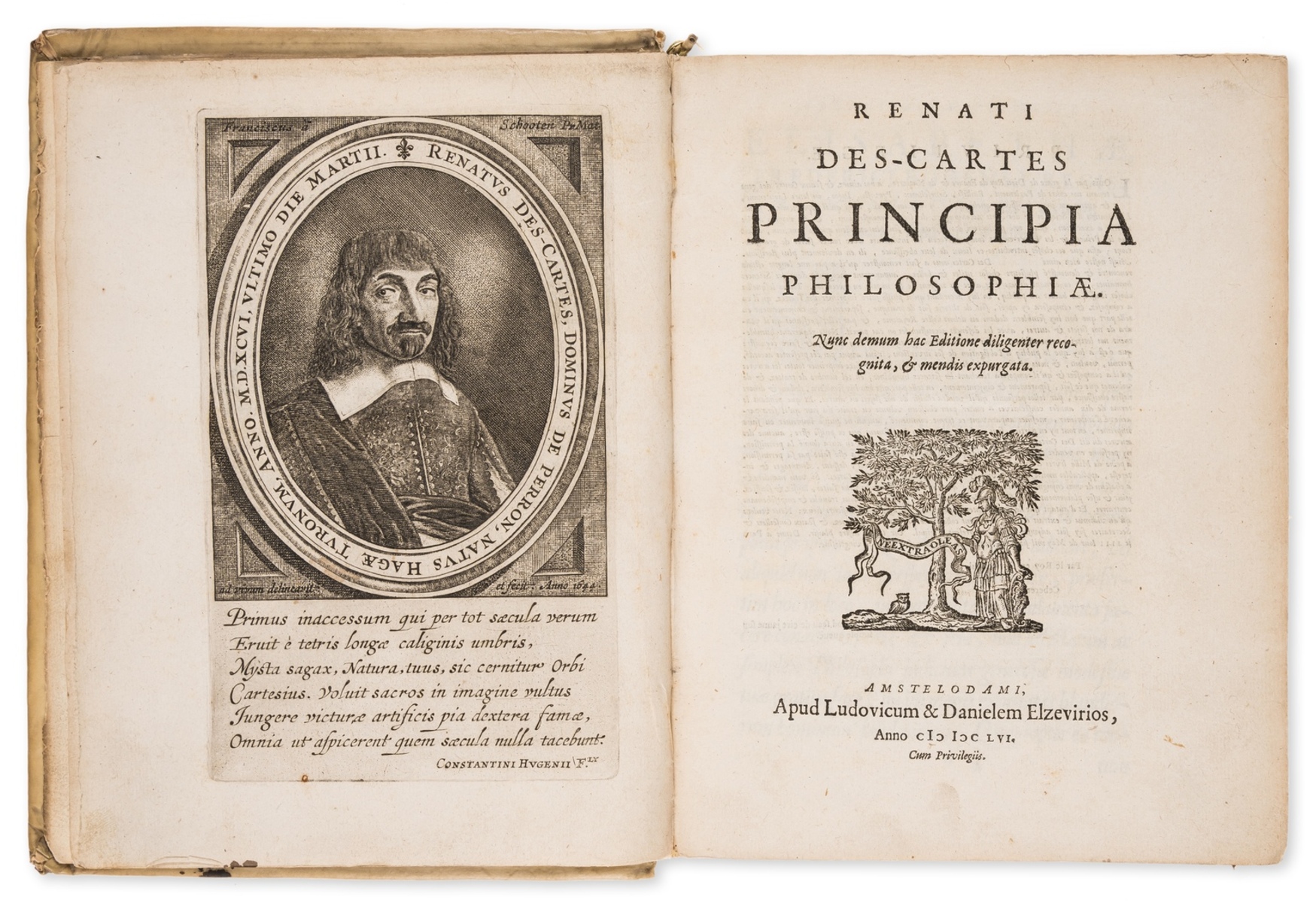 Descartes (René) Opera philosophica, 3 parts in 1, rare third edition, Amsterdam, Louis & Daniel …