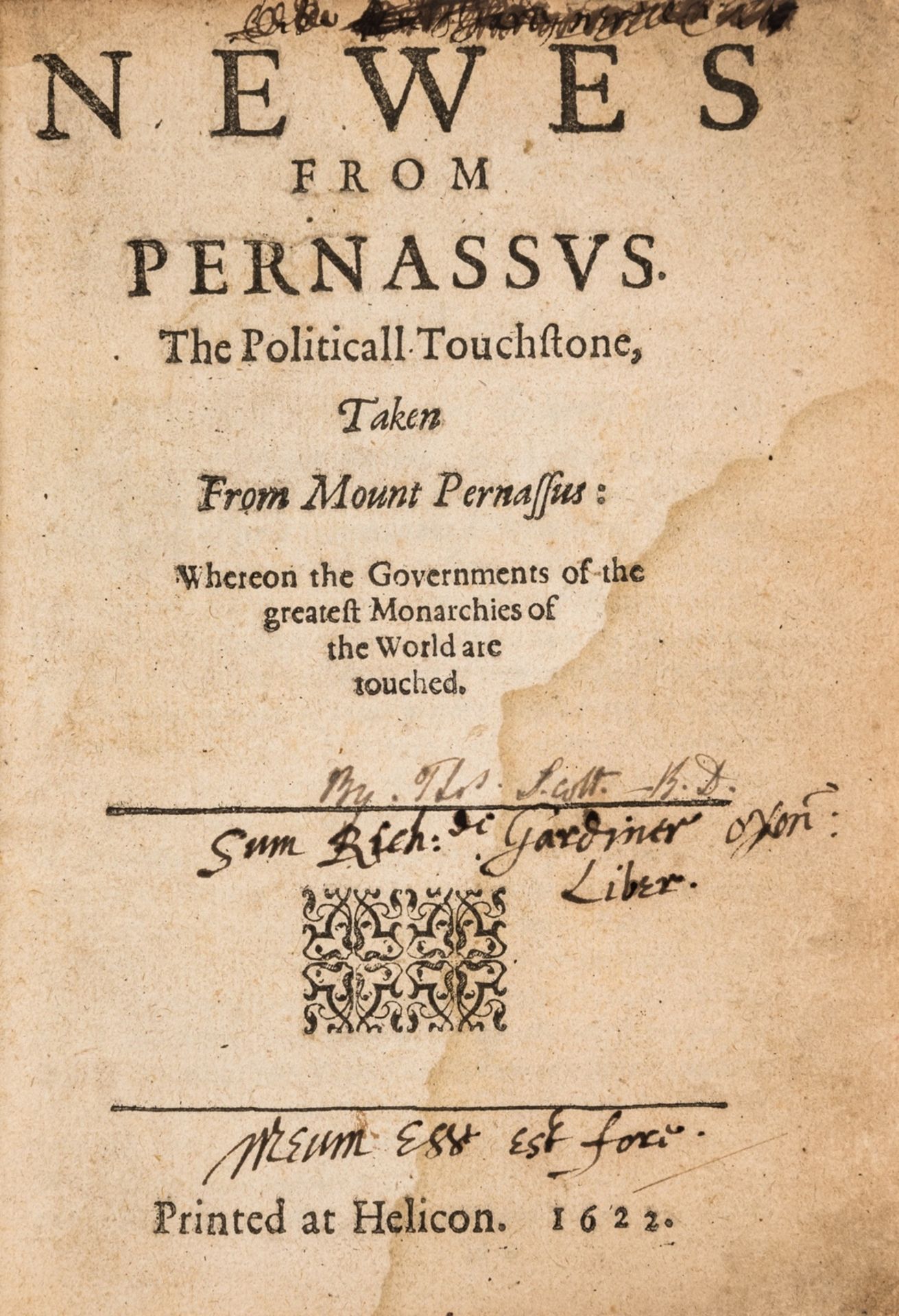 Spanish domination.- [Scott (Thomas)] Newes from Pernassus. The Politicall Touchstone, Taken from …